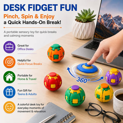 Press & Spin Gyroscopic Spinner Ball Toy – Random Color 1 Pc | Handheld Rotating Stress Relief Toy for Kids & Adults