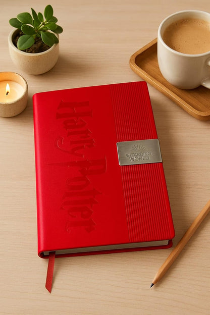 Harry Potter Premium PU Leather Diary | Wizarding World Notebook with Bookmark Ribbon | Lined Journal for Writing, School, Office & Gift (Red)