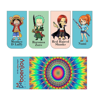 One Piece Bookmark Set of 10-8 Magnetic Bookmarks + 2 Paper Bookmarks for Book Lovers, (11 x 2.9 cm)