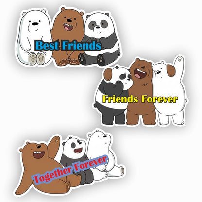 Bare Bears - The Best Friends MDF Wood Fridge Magnet, Refrigerator Magnets | Decorative Kitchen Magnets | Decorative Collectible for Home & Office (Pack of 3) 10x6 cm