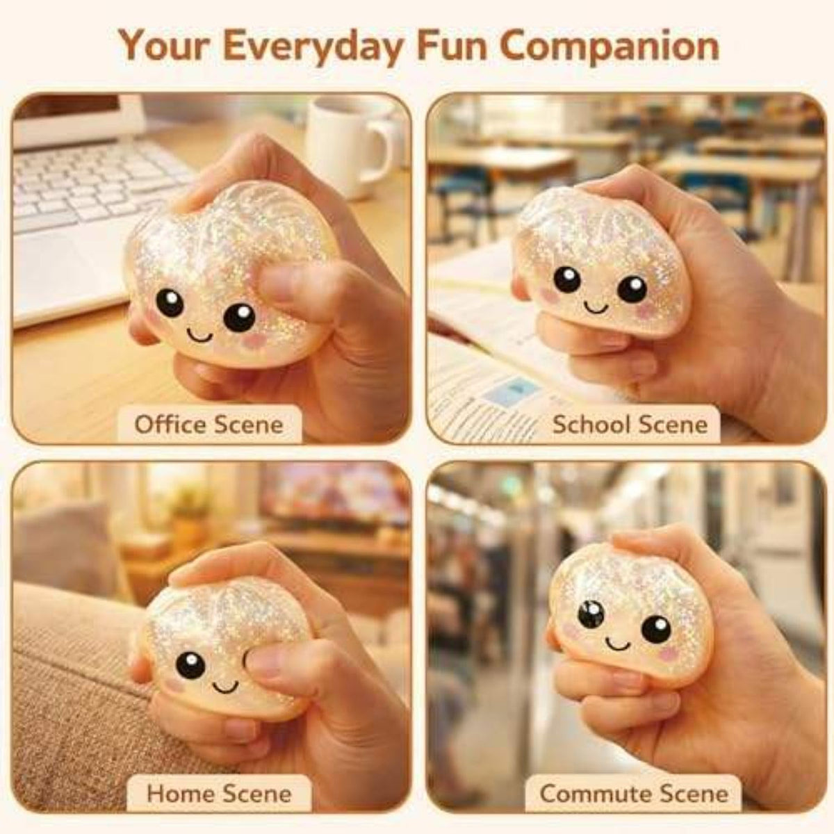 Cute Glittery Dumpling Style Soft Squeeze Toy with Storage Case | Random 1 Pc ( Cod not Available)