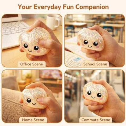 Cute Glittery Dumpling Style Soft Squeeze Toy with Storage Case | Random 1 Pc ( Cod not Available)