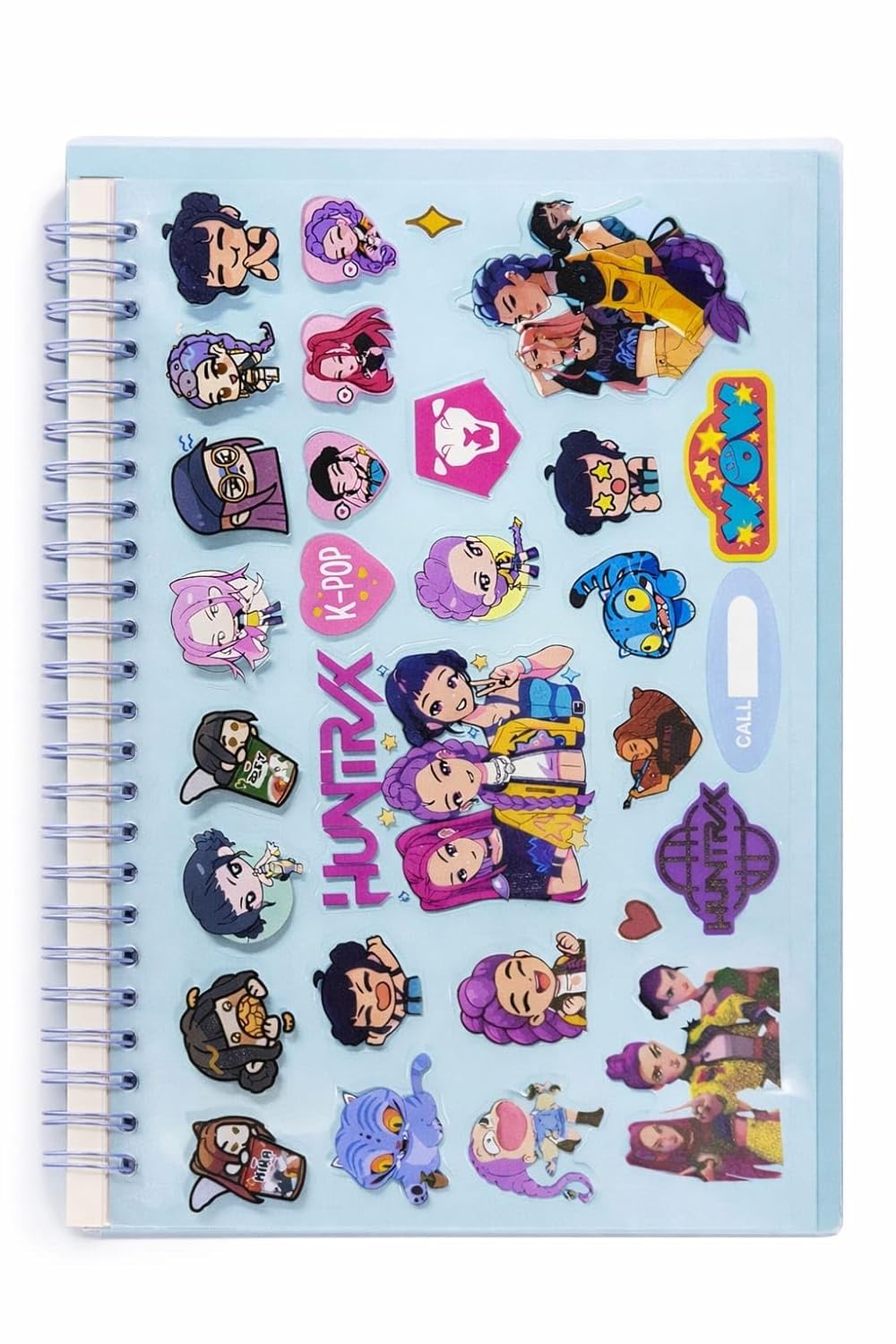 K POP Demon Hunters Sticker Notebook for Kids & Teens | Spiral Bound Sticker Book with Cute Demon Stickers | Reusable Scrapbook Diary for Girls Boys | Gift for Anime & Demon Fans (250 Stickers)