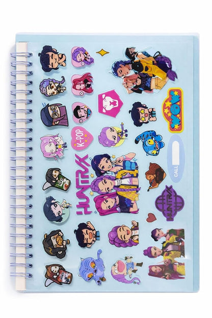 K POP Demon Hunters Sticker Notebook for Kids & Teens | Spiral Bound Sticker Book with Cute Demon Stickers | Reusable Scrapbook Diary for Girls Boys | Gift for Anime & Demon Fans (250 Stickers)