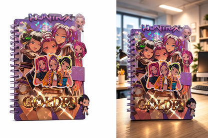 K-POP Demon Hunters Anime A5 Spiral Diary | Premium Hard Cover Writing Journal | Cute Demon Diary for Teens Girls, Boys, Students and Birthday Gift