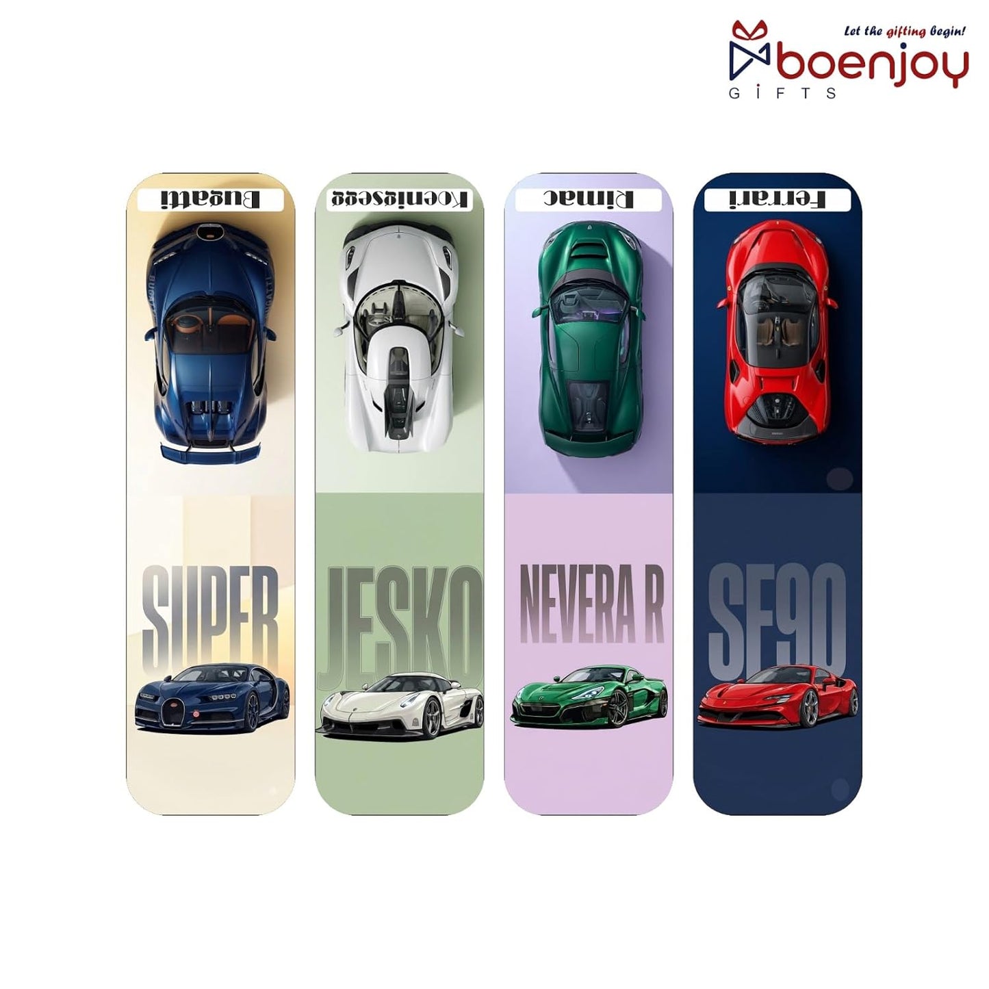 Super Cars Bookmark Set of 10-8 Magnetic Bookmarks + 2 Paper Bookmarks for Book Lovers, Aesthetic Bookmarks, Magnetic Bookmarks for Readers (11 x 2.9 cm)