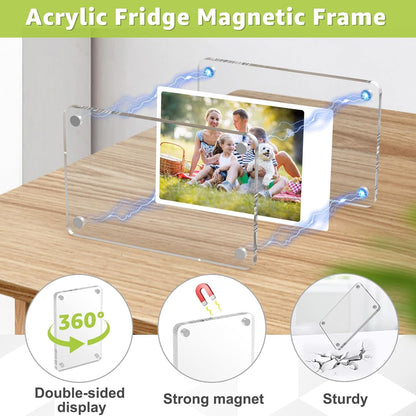 Pack of 1, Magnetic Acrylic Photo Frame – Double Side Display | 2.5x3.5 inch Clear Picture Frame | Strong Magnet, Personalize & Swap Photos – Vertical & Horizontal Use (Photo Not Included)