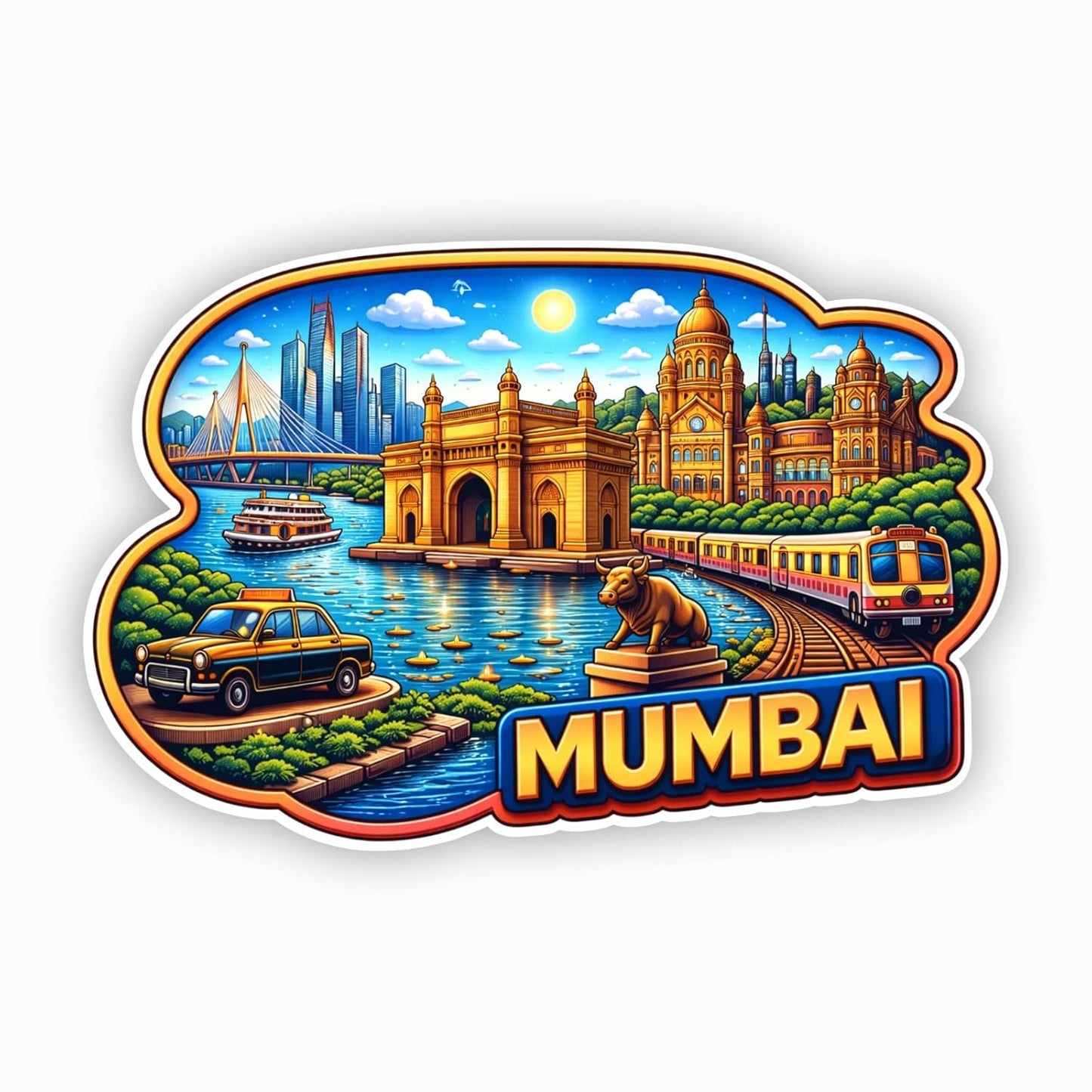 Gifts- Mumbai MDF Wood Fridge Magnet, Refrigerator Magnets | Decorative Kitchen Magnets | Decorative Collectible for Home & Office (Pack of 1) 10x6 cm