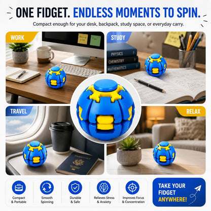 Press & Spin Gyroscopic Spinner Ball Toy – Random Color 1 Pc | Handheld Rotating Stress Relief Toy for Kids & Adults