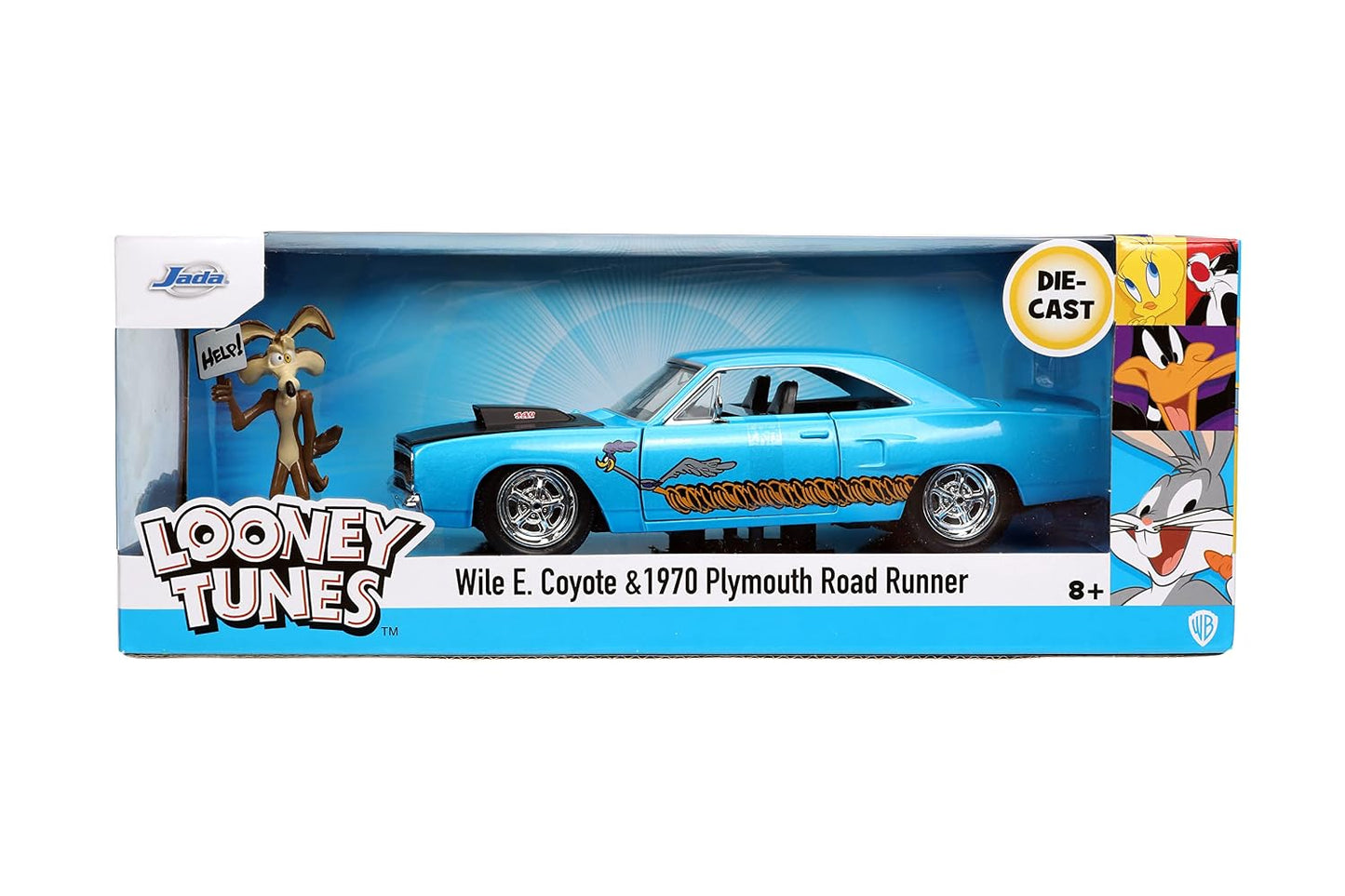 Looney Tunes 1:24 1970 Plymouth Roadrunner Die-cast Car and 2.75"" Wile E. Coyote Figure, Toys for Kids and Adults( COD NOT AVAILABLE)
