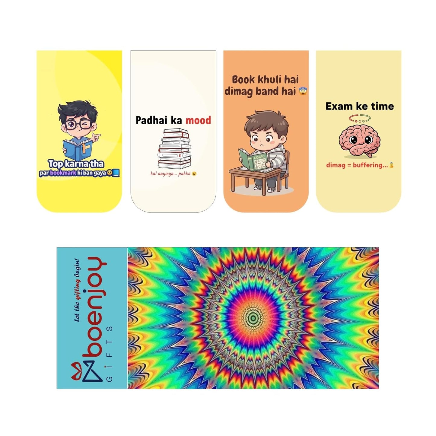 Exam Mode Bookmark Set of 10-8 Magnetic Bookmarks + 2 Paper Bookmarks for Book Lovers, Aesthetic Bookmarks, Magnetic Bookmarks for Readers (11 x 2.9 cm)