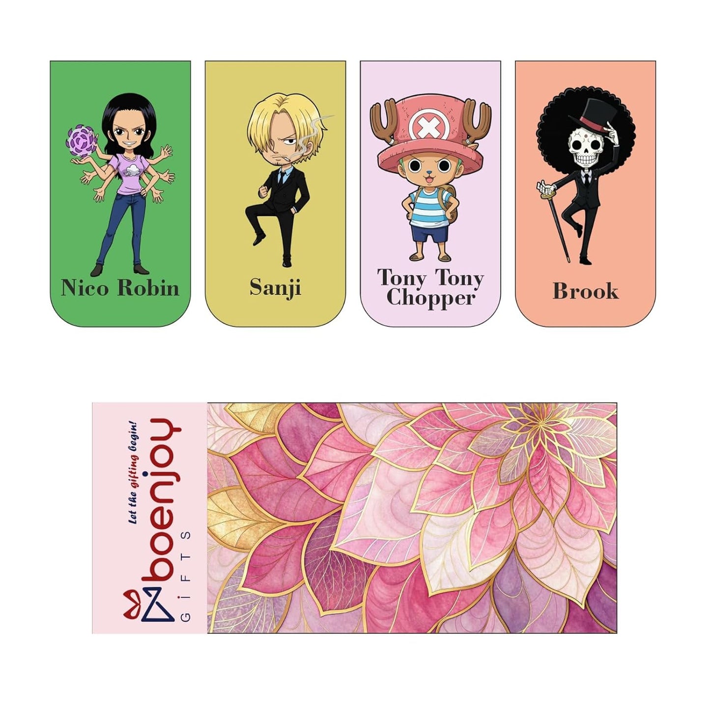 One Piece Bookmark Set of 10-8 Magnetic Bookmarks + 2 Paper Bookmarks for Book Lovers, (11 x 2.9 cm)