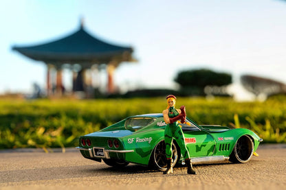 Jada Street Fighter 1:24 1969 Chevrolet Corvette Stingray ZL1 & 2.75" Cammy Figure, Toys for Kids and Adults( COD NOT AVAILABLE)