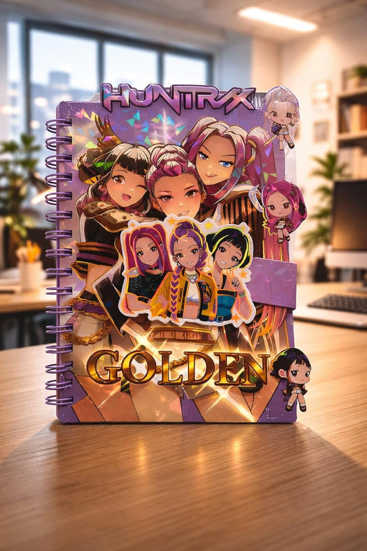 K-POP Demon Hunters Anime A5 Spiral Diary | Premium Hard Cover Writing Journal | Cute Demon Diary for Teens Girls, Boys, Students and Birthday Gift