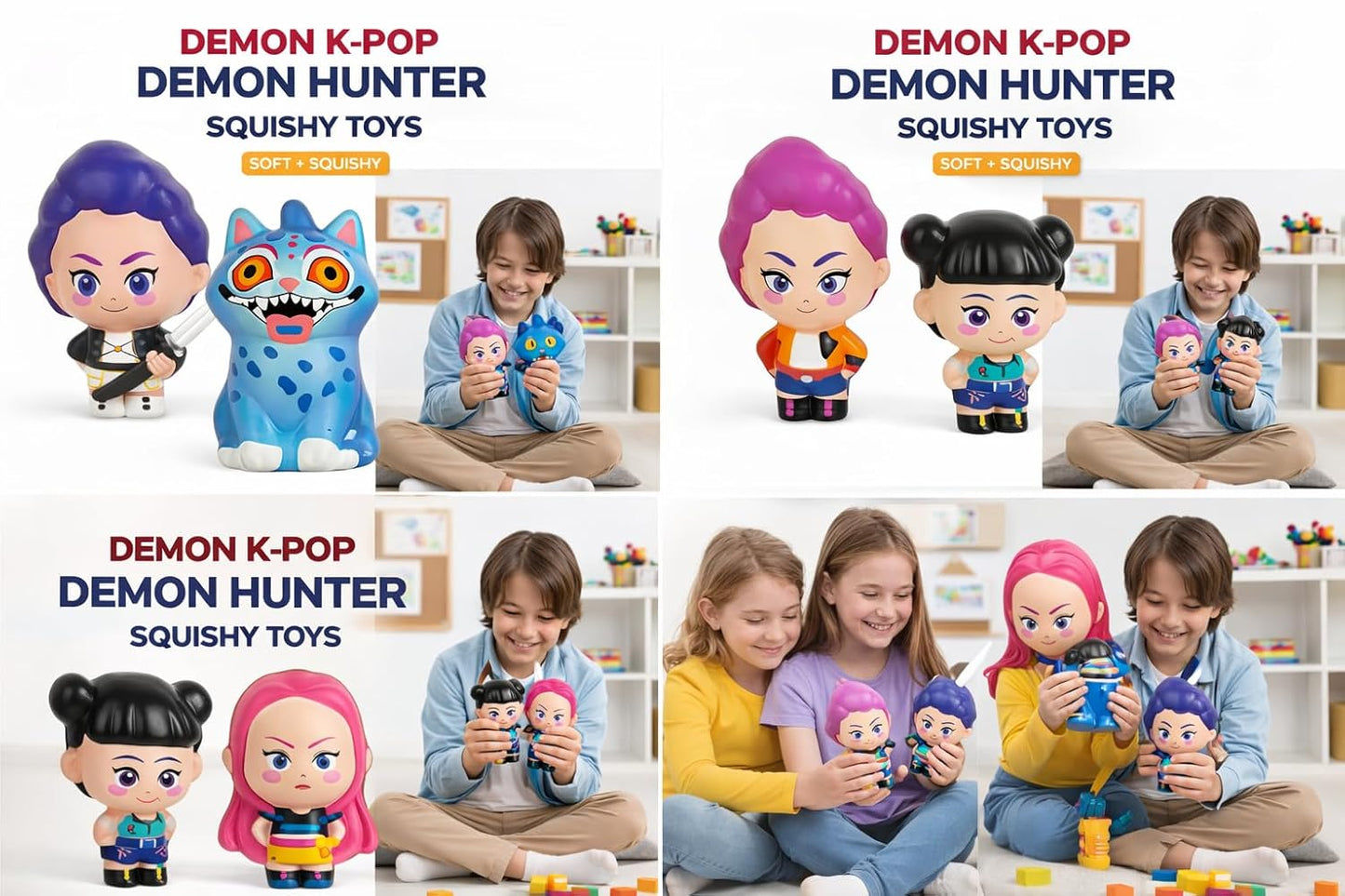 K POP Demon Hunters Squishy Toys Set of 2 | Stress Relief Squishies for Kids | Soft Slow Rising Squeeze Toys | Collectible Figures | Birthday Return Gifts (Mira and Zoeyy)