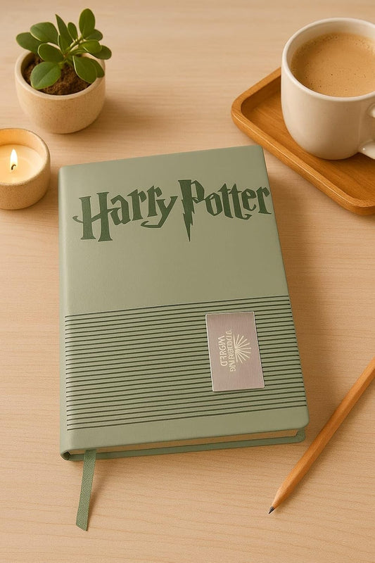 Harry Potter Premium PU Leather Diary | Wizarding World Notebook with Bookmark Ribbon | Lined Journal for Writing, School, Office & Gift (Green)