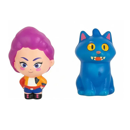 K POP Demon Hunters Squishy Toys Set of 2 | Stress Relief Squishies for Kids | Soft Slow Rising Squeeze Toys | Collectible Figures | Birthday Return Gifts (Rumi Purple Hair)