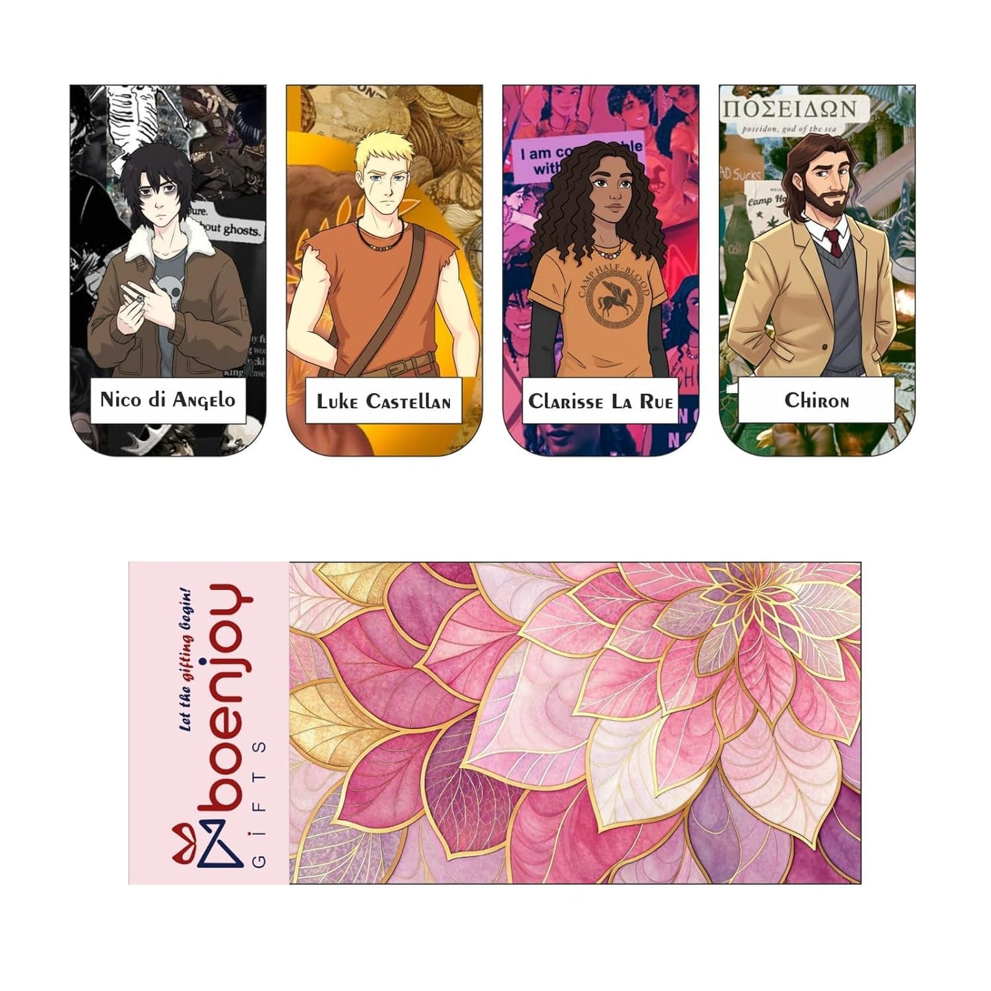 Percy Jackson Bookmark Set of 10-8 Magnetic Bookmarks + 2 Paper Bookmarks for Book Lovers, Aesthetic Bookmarks, Magnetic Bookmarks for Readers (11 x 2.9 cm