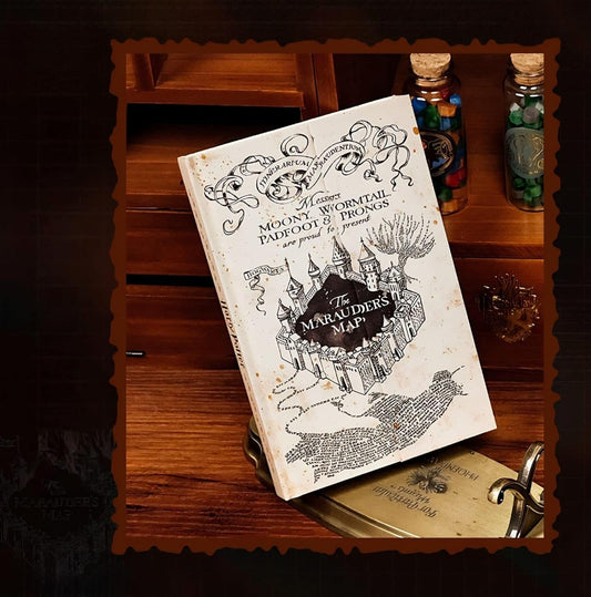 Harry Potter Hardcover Journal Diary, Vintage Writing Paper Notebook, 92 sheets Magnetic Cover (192 Pages) Size 5 * 7 inch (Marauder's map)