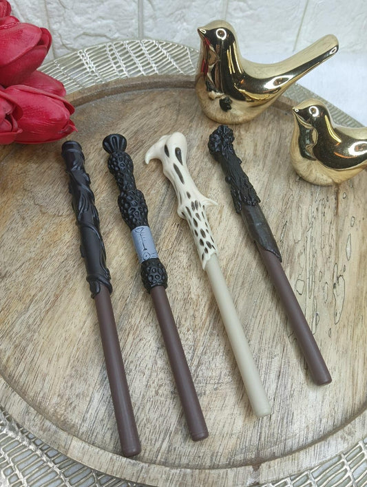 Harry Potter Magic Wand Ballpoint Pens, Set of 4- Wizard Style Pens with Black Ink for Kids & Adults | Fantasy-Themed Writing Pens | Gifting, School, Office Use