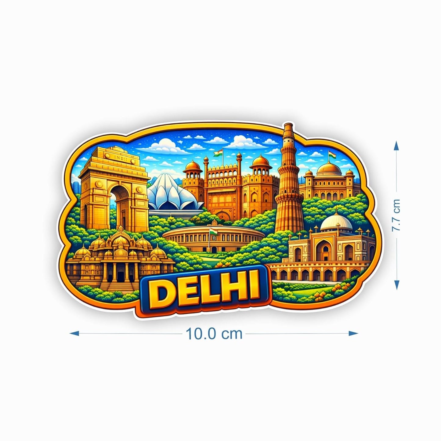 Delhi MDF Wood Fridge Magnet, Refrigerator Magnets | Decorative Kitchen Magnets | Decorative Collectible for Home & Office (Pack of 1) 10x6 cm