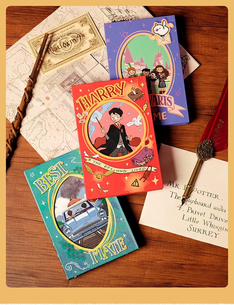 Harry Potter Hardcover Journal Diary, Vintage Writing Paper Notebook, 92 sheets Magnetic Cover (192 Pages) Size 5 * 7 inch (Hogwrts Is Our Home)