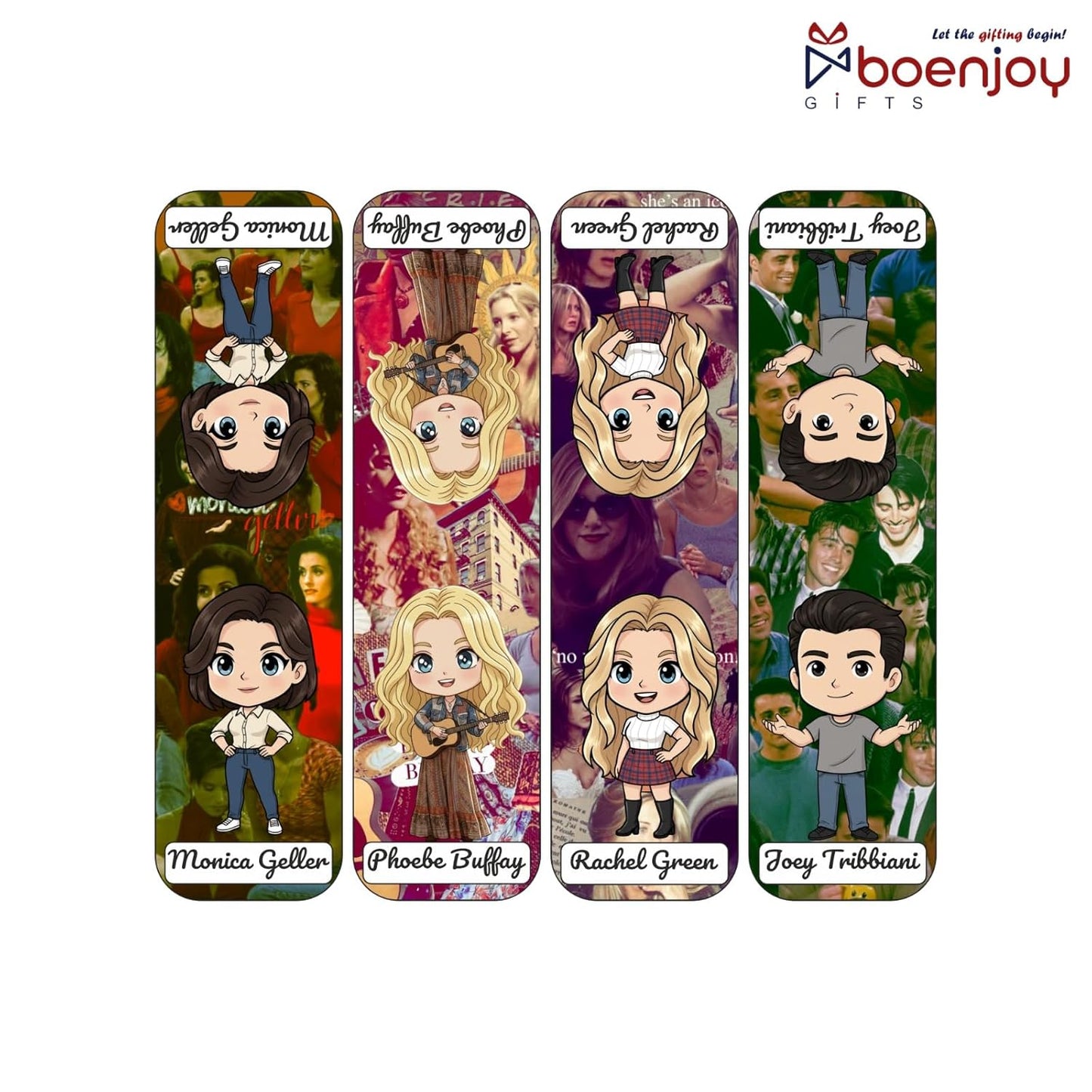 Friends Chibi Bookmark Set of 10-8 Magnetic Bookmarks + 2 Paper Bookmarks for Book Lovers, Aesthetic Bookmarks, Magnetic Bookmarks for Readers (11 x 2.9 cm)