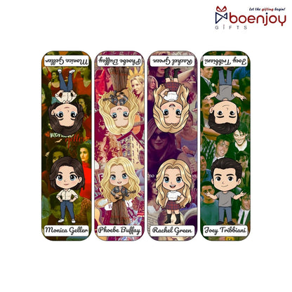 Friends Chibi Bookmark Set of 10-8 Magnetic Bookmarks + 2 Paper Bookmarks for Book Lovers, Aesthetic Bookmarks, Magnetic Bookmarks for Readers (11 x 2.9 cm)