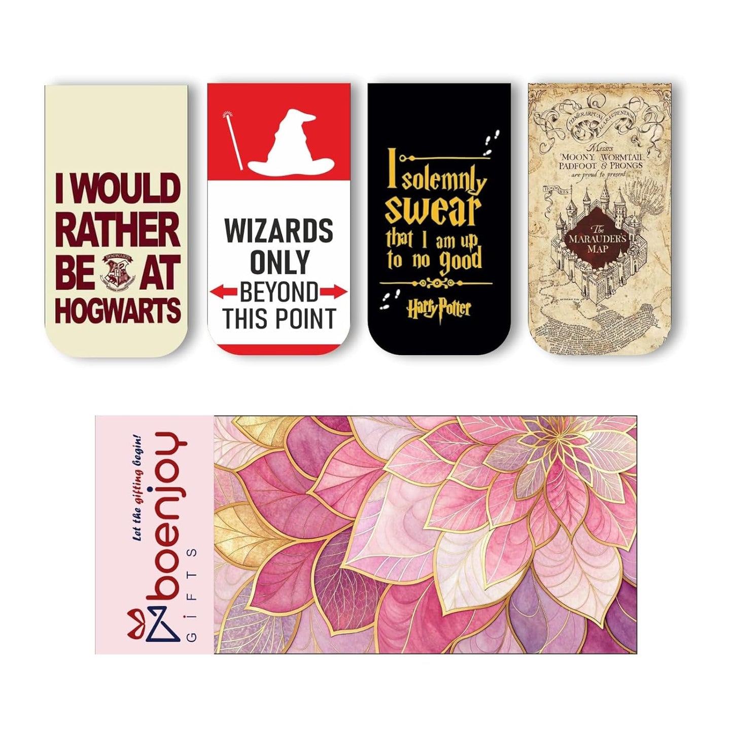 Harry Potter Bookmark Set of 10-8 Magnetic Bookmarks + 2 Paper Bookmarks for Book Lovers, Aesthetic Bookmarks, Magnetic Bookmarks for Readers (11 x 2.9 cm) (Quotes)