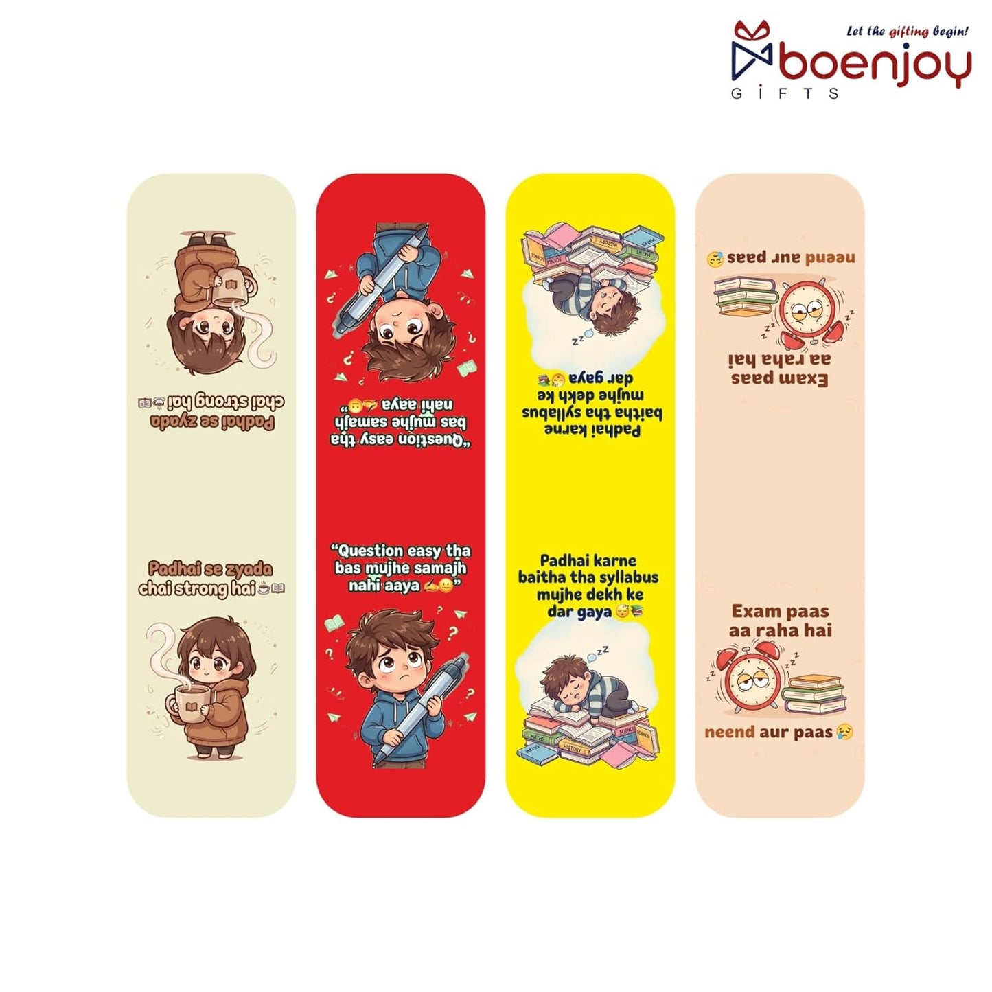 Exam Mode Bookmark Set of 10-8 Magnetic Bookmarks + 2 Paper Bookmarks for Book Lovers, Aesthetic Bookmarks, Magnetic Bookmarks for Readers (11 x 2.9 cm)