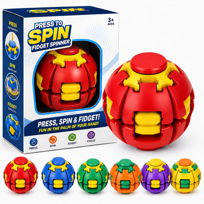 Press & Spin Gyroscopic Spinner Ball Toy – Random Color 1 Pc | Handheld Rotating Stress Relief Toy for Kids & Adults
