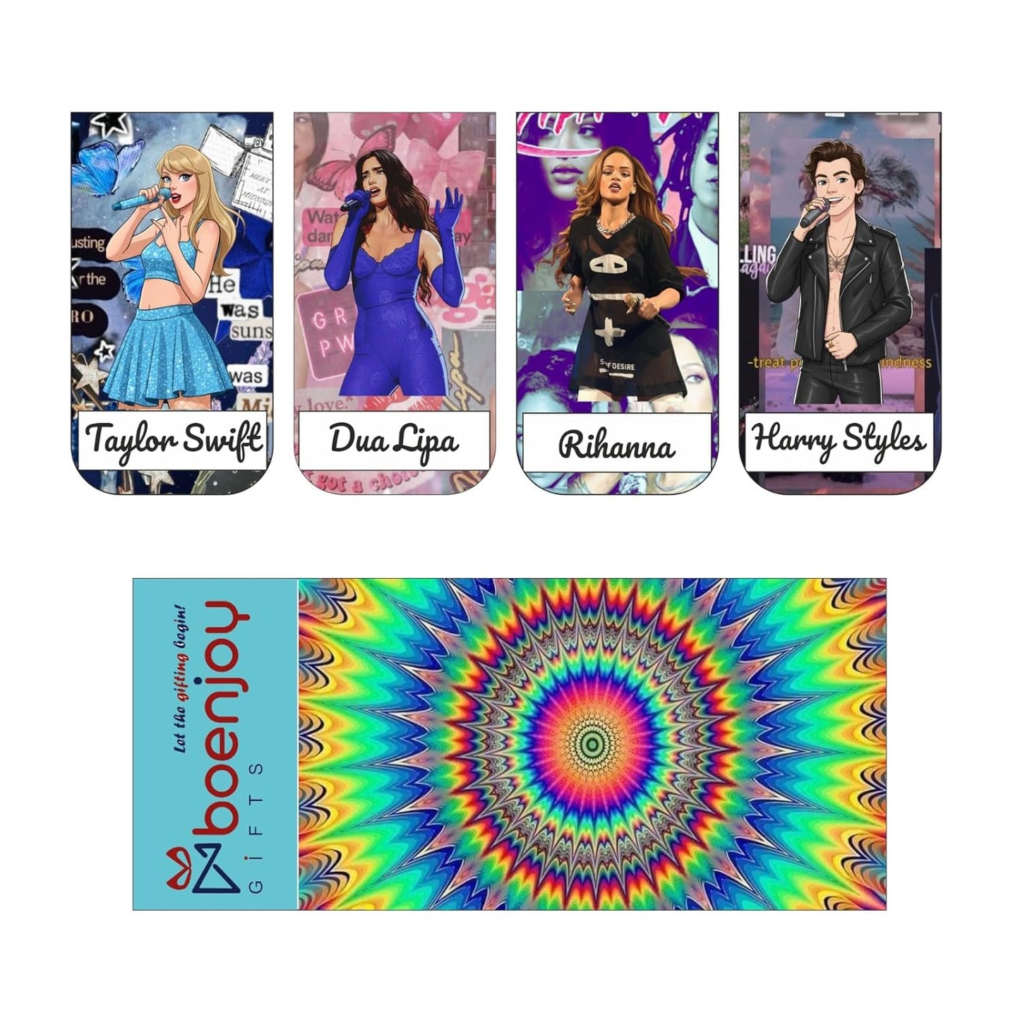 Pop Icon Bookmark Set of 10-8 Magnetic Bookmarks + 2 Paper Bookmarks for Book Lovers, (11 x 2.9 cm)