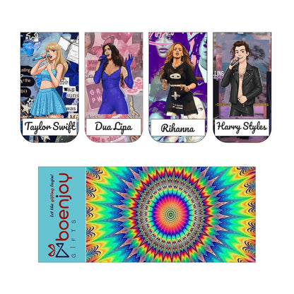 Pop Icon Bookmark Set of 10-8 Magnetic Bookmarks + 2 Paper Bookmarks for Book Lovers, (11 x 2.9 cm)