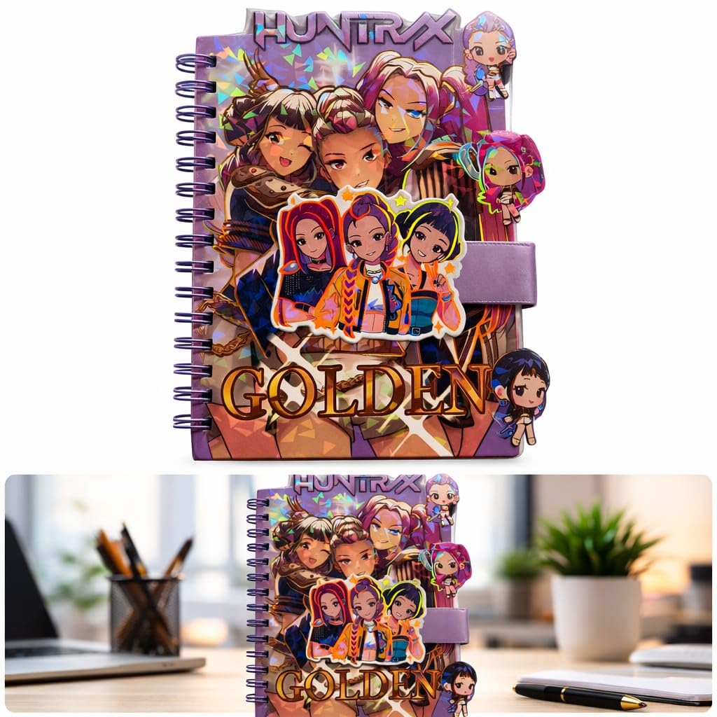 K-POP Demon Hunters Anime A5 Spiral Diary | Premium Hard Cover Writing Journal | Cute Demon Diary for Teens Girls, Boys, Students and Birthday Gift