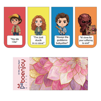 Stranger Things Bookmark Set of 10-8 Magnetic Bookmarks + 2 Paper Bookmarks for Book Lovers, Aesthetic Bookmarks, Magnetic Bookmarks for Readers (11 x 2.9 cm) Chbbi