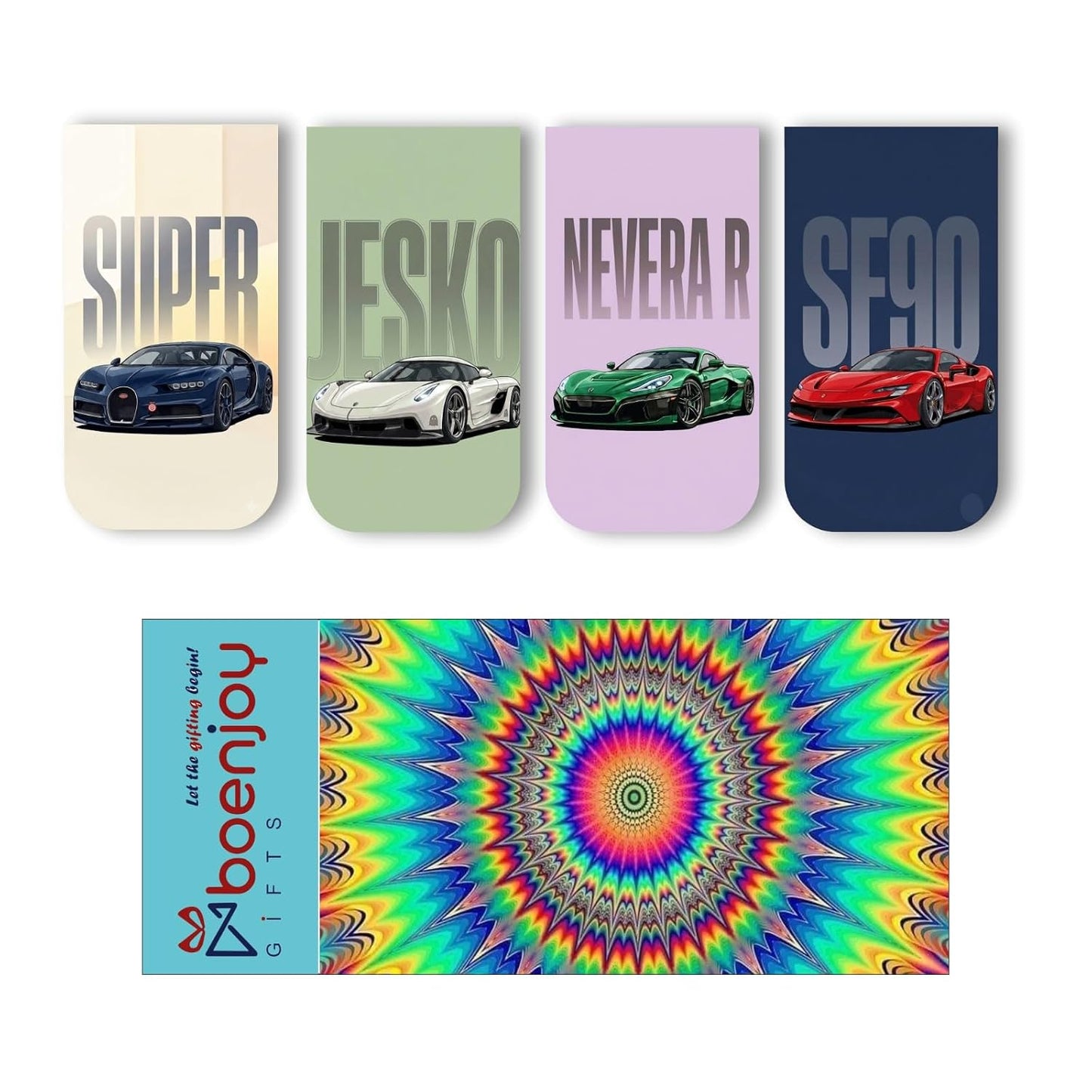 Super Cars Bookmark Set of 10-8 Magnetic Bookmarks + 2 Paper Bookmarks for Book Lovers, Aesthetic Bookmarks, Magnetic Bookmarks for Readers (11 x 2.9 cm)
