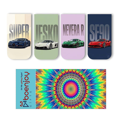 Super Cars Bookmark Set of 10-8 Magnetic Bookmarks + 2 Paper Bookmarks for Book Lovers, Aesthetic Bookmarks, Magnetic Bookmarks for Readers (11 x 2.9 cm)