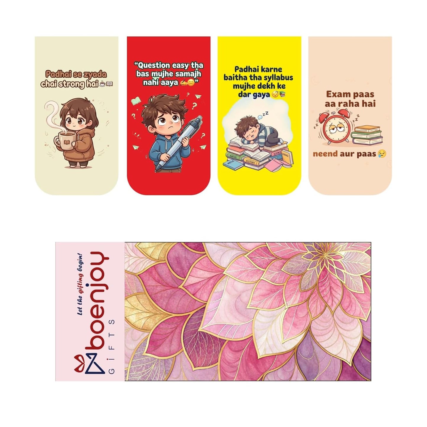 Exam Mode Bookmark Set of 10-8 Magnetic Bookmarks + 2 Paper Bookmarks for Book Lovers, Aesthetic Bookmarks, Magnetic Bookmarks for Readers (11 x 2.9 cm)