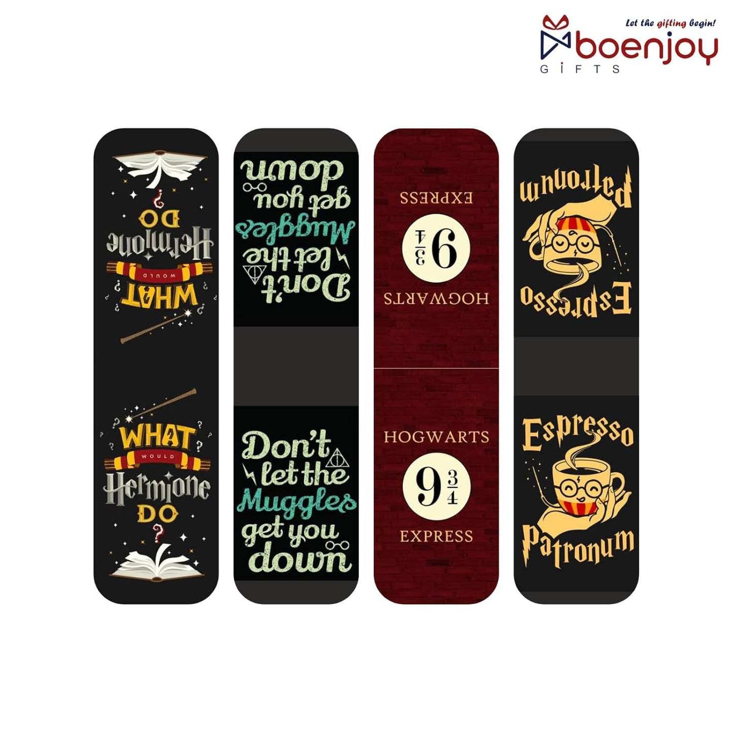 Harry Potter Bookmark Set of 10-8 Magnetic Bookmarks + 2 Paper Bookmarks for Book Lovers, Aesthetic Bookmarks, Magnetic Bookmarks for Readers (11 x 2.9 cm) (Quotes)