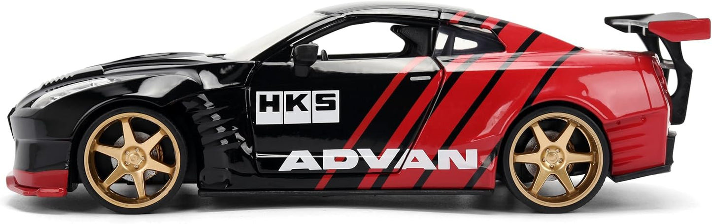 Jada 2009 Nissan GT-R Ben Sopra HSK Advan, Black/Red Toys 37022-1/24 Scale Diecast Model Car( COD NOT AVAILABLE)