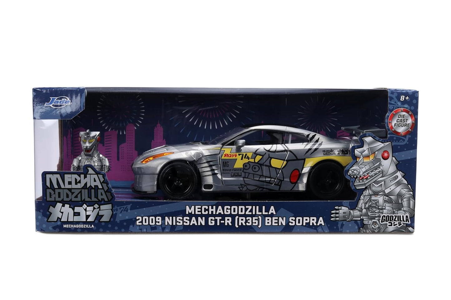 Jada Mechagodzilla w/ 2009 Nissan GT-R R35 Ben Sopra – 1:24 Anime Hollywood Rides – Die-Cast Car & Figure Toys – Opening Doors, Hood & Trunk – Collectible – Ages 8+ – Multi-Color ( COD NOT AVAILABLE)