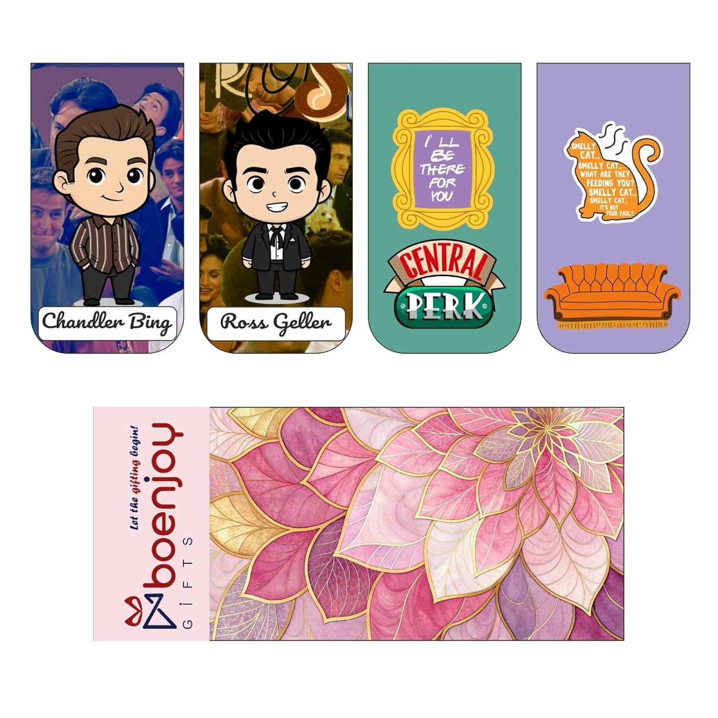 Friends Chibi Bookmark Set of 10-8 Magnetic Bookmarks + 2 Paper Bookmarks for Book Lovers, Aesthetic Bookmarks, Magnetic Bookmarks for Readers (11 x 2.9 cm)