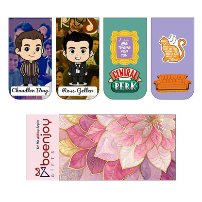 Friends Chibi Bookmark Set of 10-8 Magnetic Bookmarks + 2 Paper Bookmarks for Book Lovers, Aesthetic Bookmarks, Magnetic Bookmarks for Readers (11 x 2.9 cm)