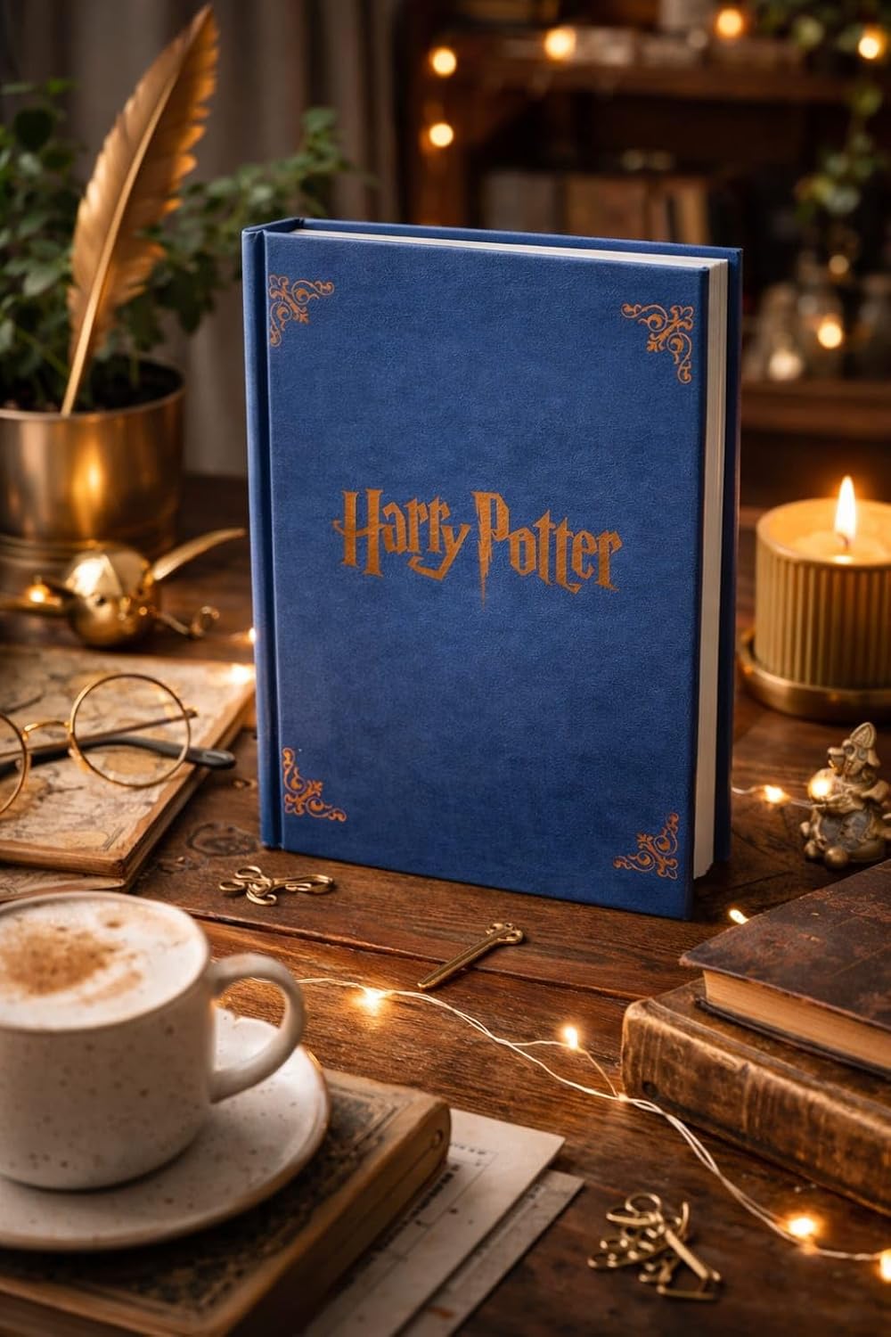 Harry Potter Hardcover Journal Diary, Vintage Writing Paper Notebook, 92 sheets Magnetic Cover (192 Pages) (Blue)