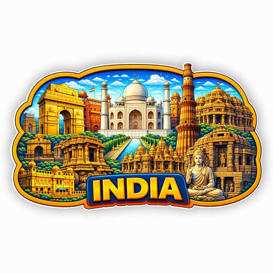 India MDF Wood Fridge Magnet, Refrigerator Magnets | Decorative Kitchen Magnets | Decorative Collectible for Home & Office (Pack of 1) 10x6 cm