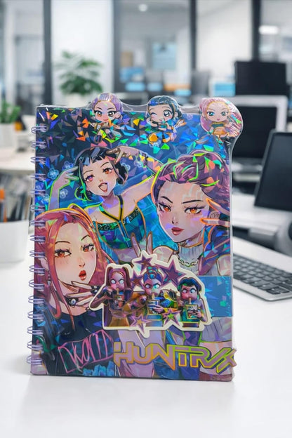 K POP Demon Hunters Spiral Notebook A5 Size | Hard Cover Single Line Ruled Journal | Writing Diary for Students | School Office College Use | Birthday Gift