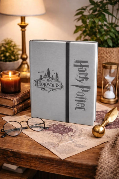 Harry Potter Hardcover Journal Diary, Vintage Writing Paper Notebook, 92 sheets Magnetic Cover (192 Pages) (Hogwrt Grey)