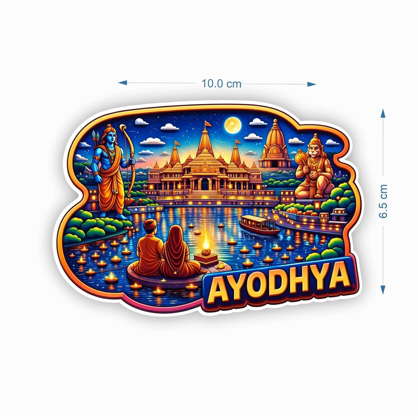 Ayodhya MDF Wood Fridge Magnet, Refrigerator Magnets | Decorative Kitchen Magnets | Decorative Collectible for Home & Office (Pack of 1) 10x6 cm