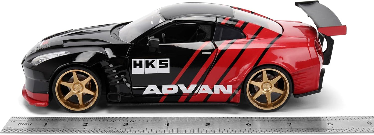 Jada 2009 Nissan GT-R Ben Sopra HSK Advan, Black/Red Toys 37022-1/24 Scale Diecast Model Car( COD NOT AVAILABLE)