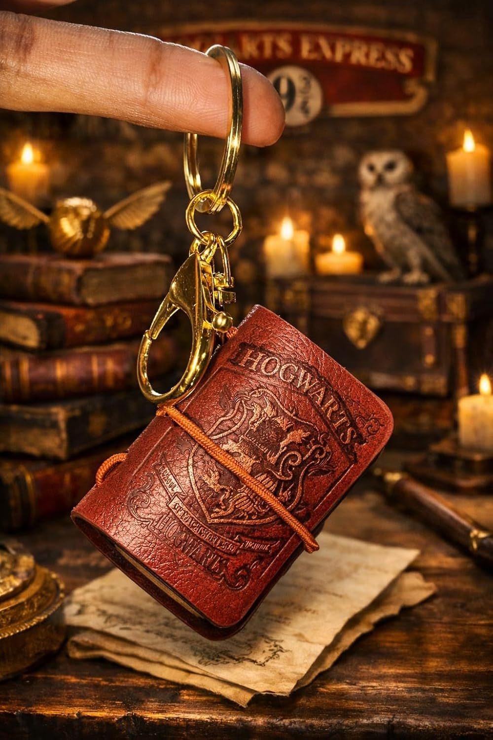 Harry Potter Mini Diary with Keychain | Vintage Leather Finish Pocket Notebook | 3 x 2 Inch Magical Journal | Gift for Fans, Kids & Collectors